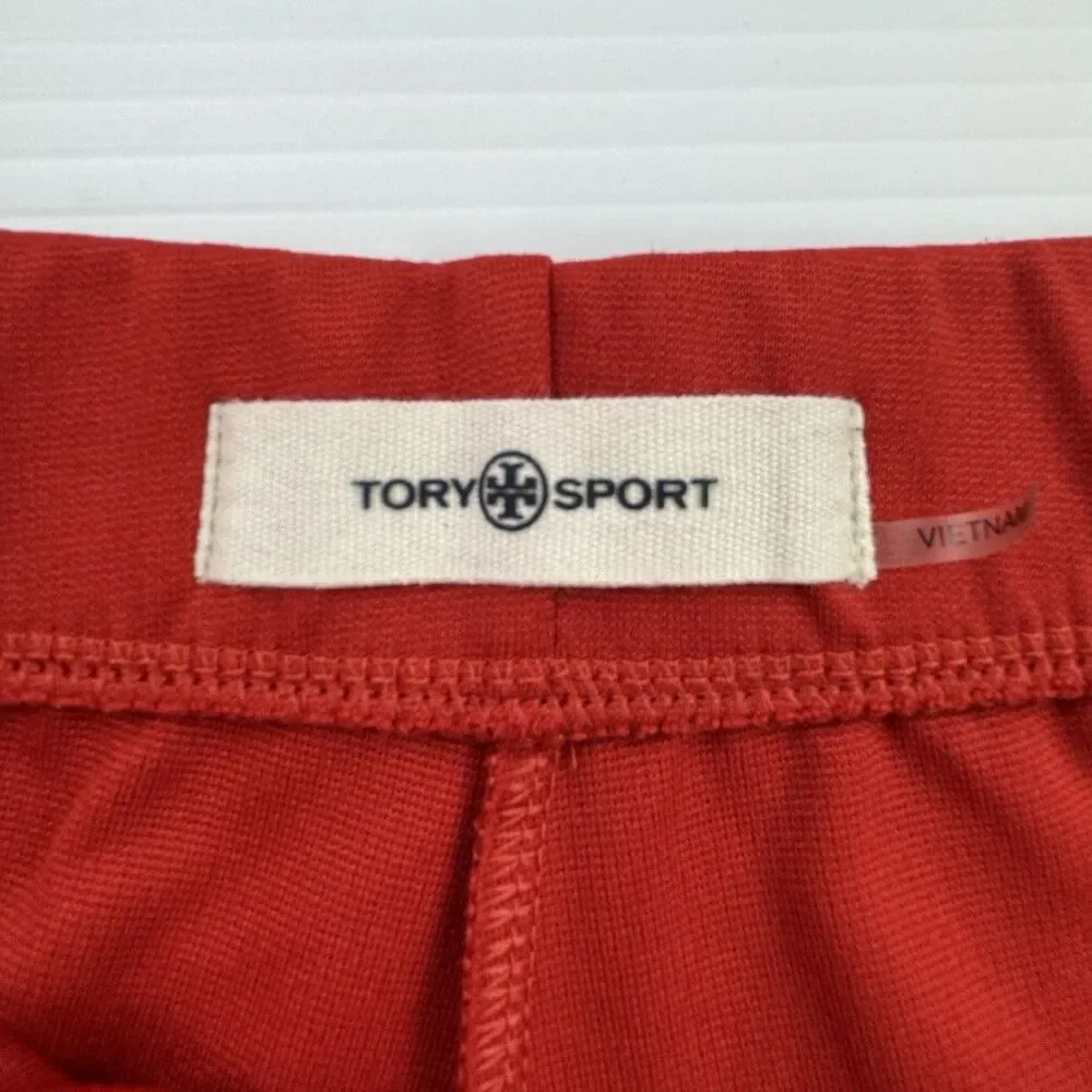 Tory Burch Sport Red Track Pants Women Large Flare Leg Stretch Pull On
